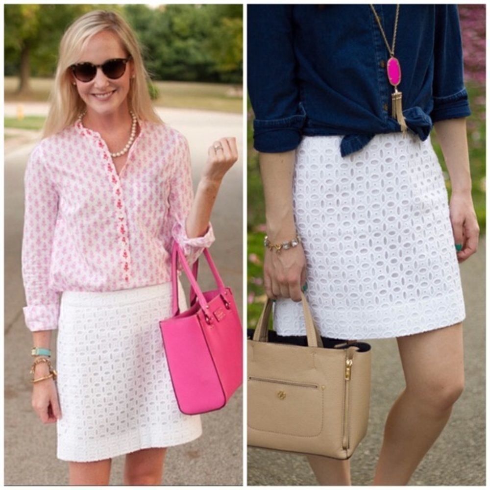 ✨J. Crew Factory White Exploded Eyelet skirt - Picture 2 of 6
